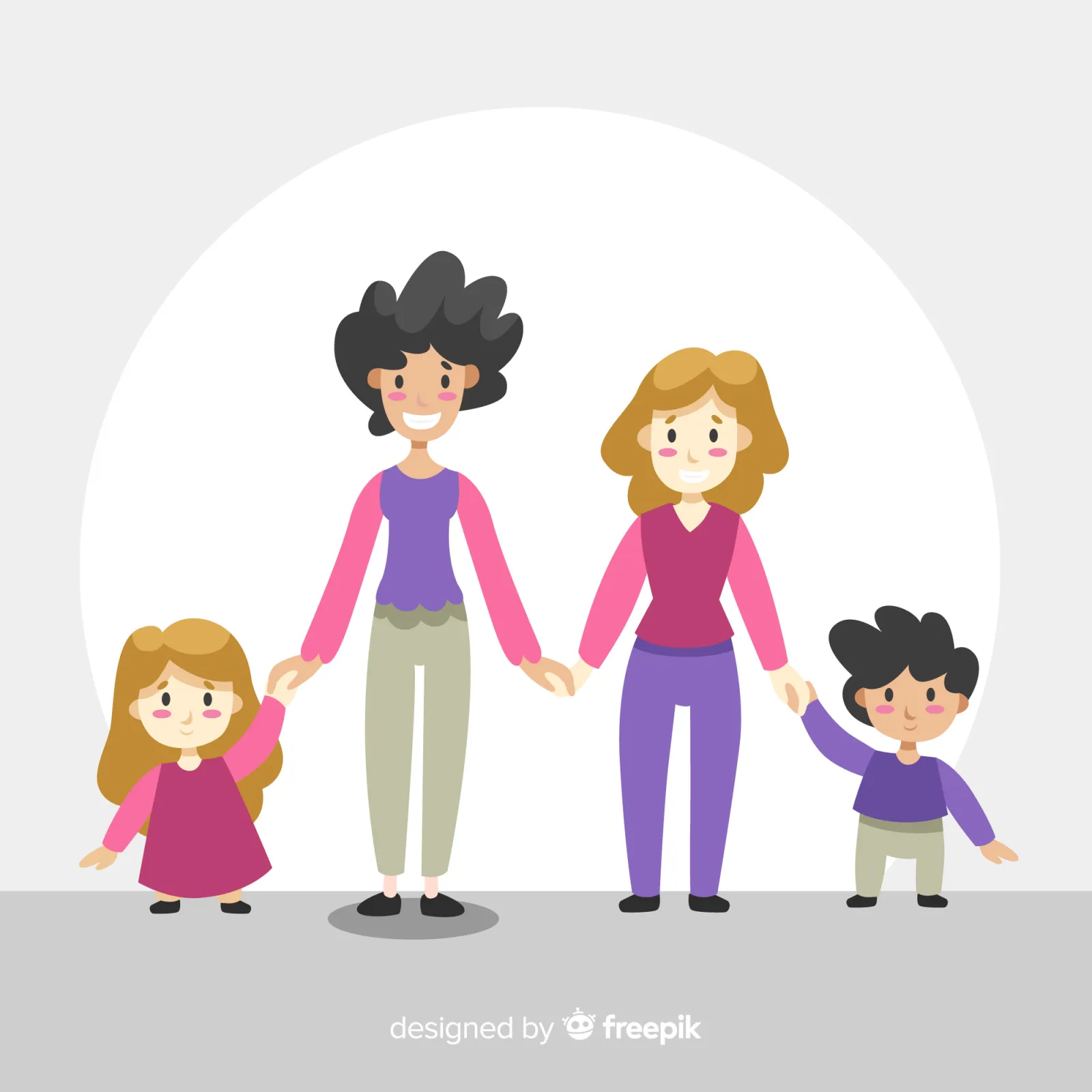 Imagen de una familia tomada de la mano 