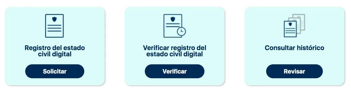 Imagen de botones del Registro Civil