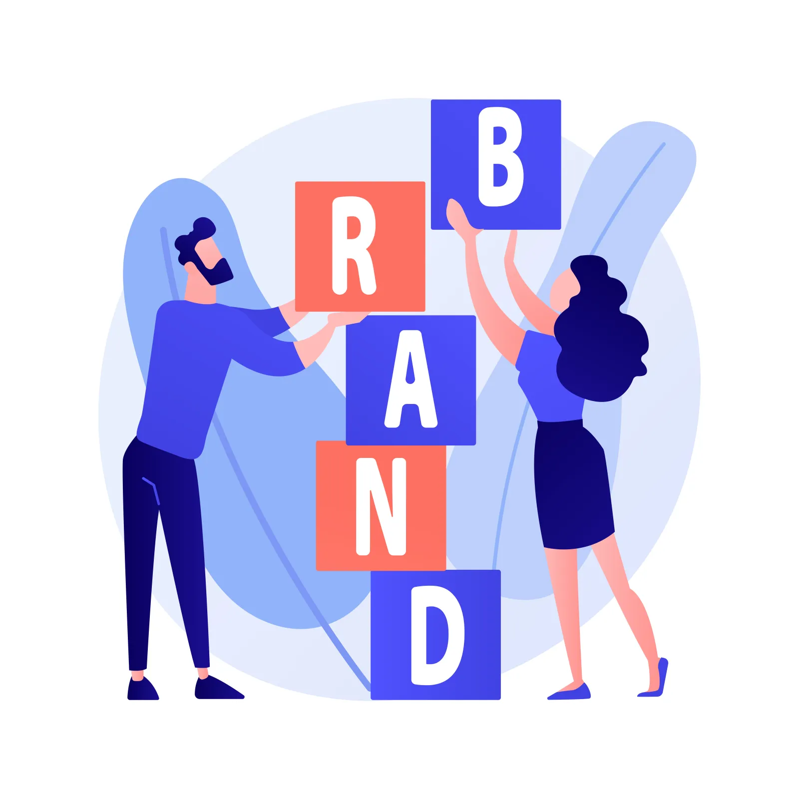 Imagen de dos personas armando letras que dicen brand